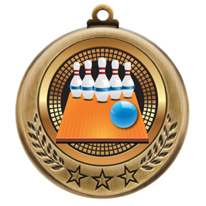 Bowling 5-Pin Spectrum Series Medal - 2 3/4"