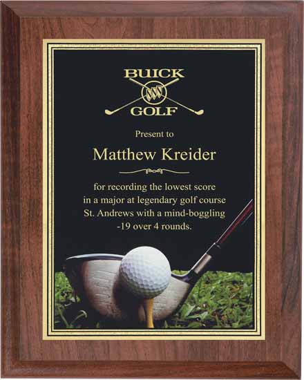 Golf Full Color Activity Plaque - 8" x 10"