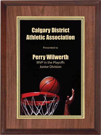 Basketball Full Color Activity Plaque - 6" x 8"