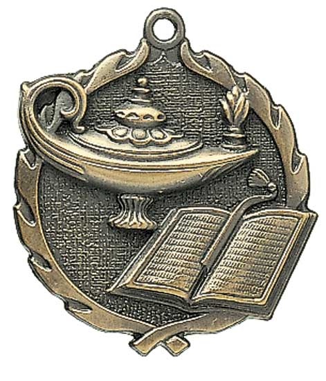 (image for) Lamp of Knowledge Die Cast Medal - 1 3/4"