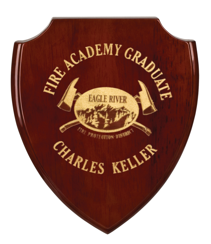 Rosewood Piano Finish Shield Plaque - 7 1/4" x 8 3/4" (image for) Rosewood Piano Finish Shield Plaque - 7 1/4" x 8 3/4"