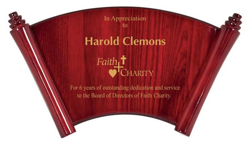 Rosewood Piano Finish Scroll Plaque - 13 1/4" x 7 1/2" (image for) Rosewood Piano Finish Scroll Plaque - 13 1/4" x 7 1/2"