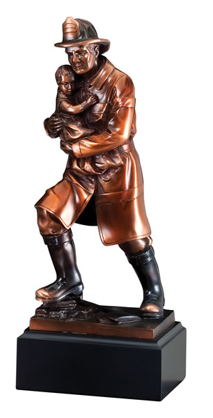 (image for) Firefighter with Child Deluxe Trophy - 11.5"