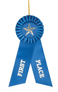 First Place Blue Rosette Ribbon (image for) First Place Blue Rosette Ribbon